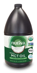 Nutiva botella frontal 128 fl oz mostrando empaque orgánico y beneficios