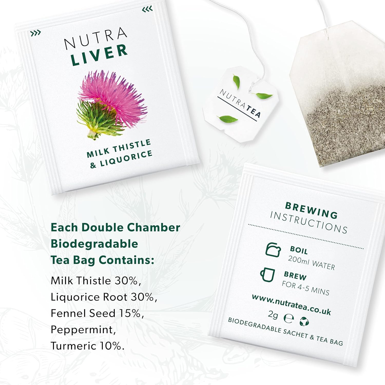Nutra Tea taza humeante de NUTRALIVER para confort digestivo