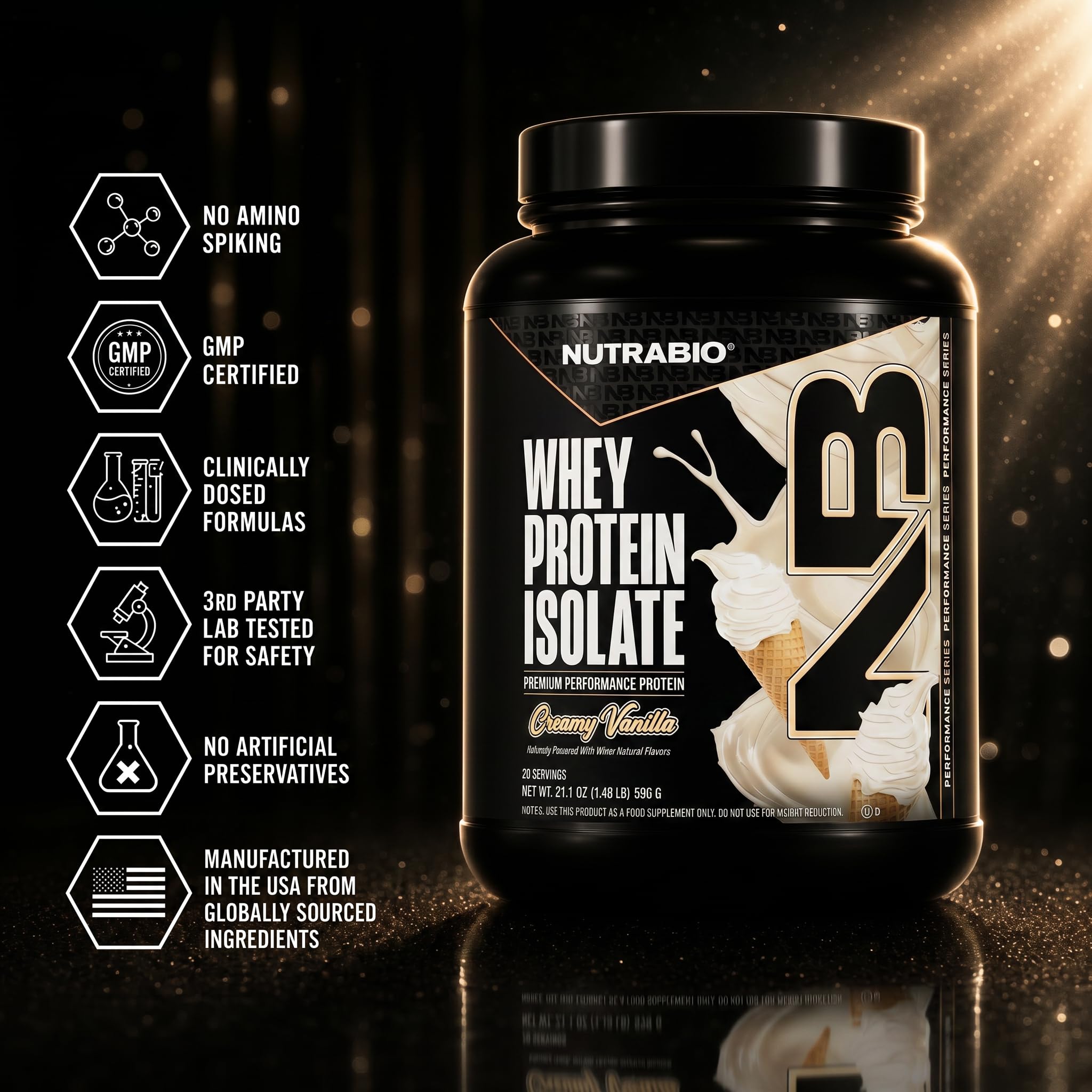 NutraBio etiqueta nutricional ampliada mostrando aminoácidos esenciales y transparencia