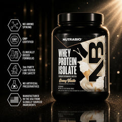 NutraBio etiqueta nutricional ampliada mostrando aminoácidos esenciales y transparencia