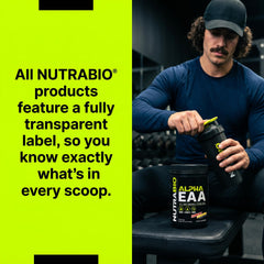 NutraBio Alpha EAA uso antes de entrenamiento para recuperación y energía
