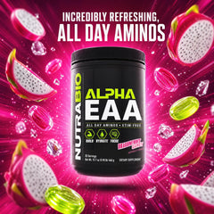 NutraBio Alpha EAA etiqueta completa exhibiendo ingredientes y dosificación transparente
