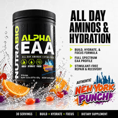 NutraBio Alpha EAA cucharada medidora indicando la dosis precisa