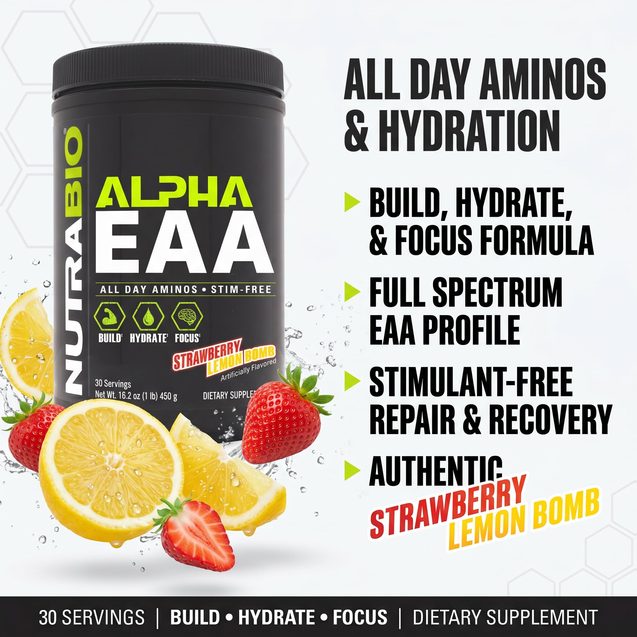 NutraBio Alpha EAA vaso preparado listos para beber mejora hidratación