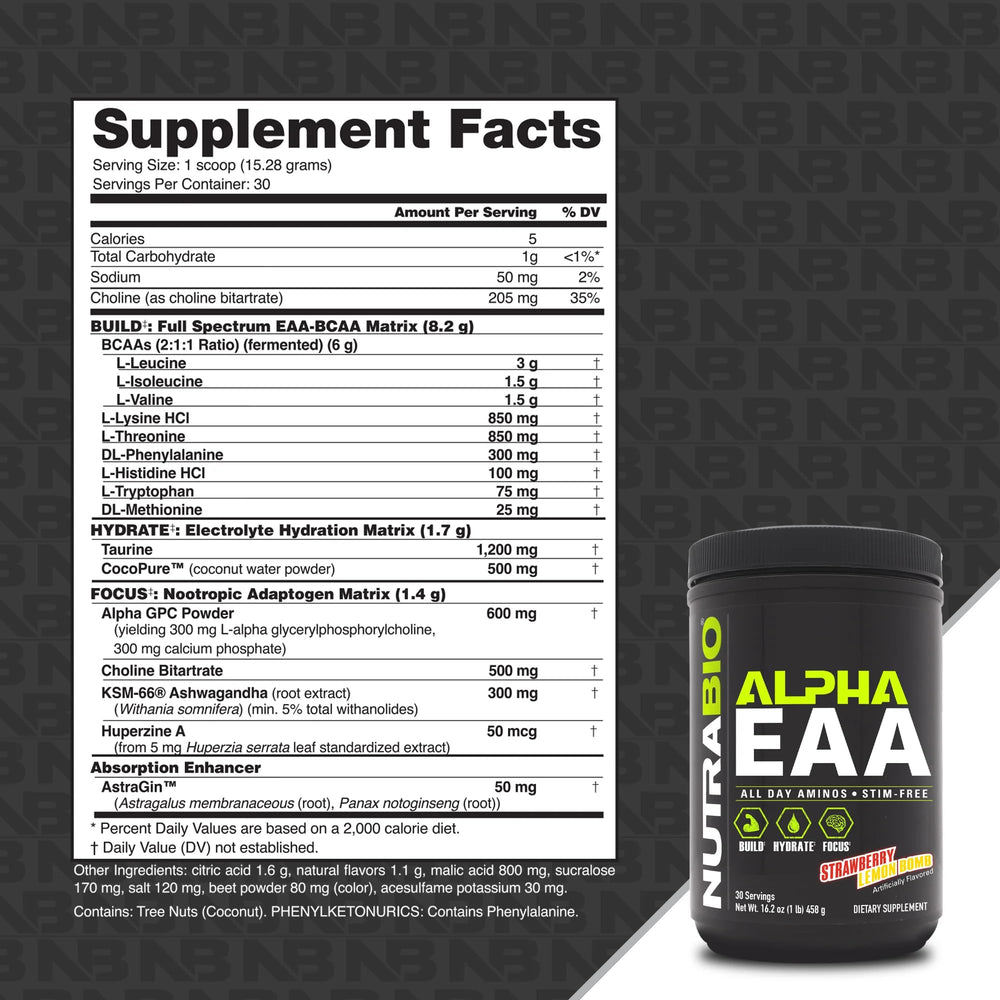 NutraBio Alpha EAA textura de polvo fino para mezcla rápida y solubilidad