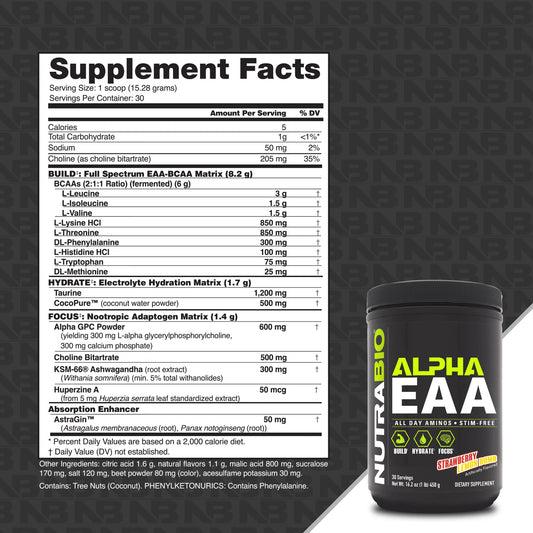 NutraBio Alpha EAA textura de polvo fino para mezcla rápida y solubilidad
