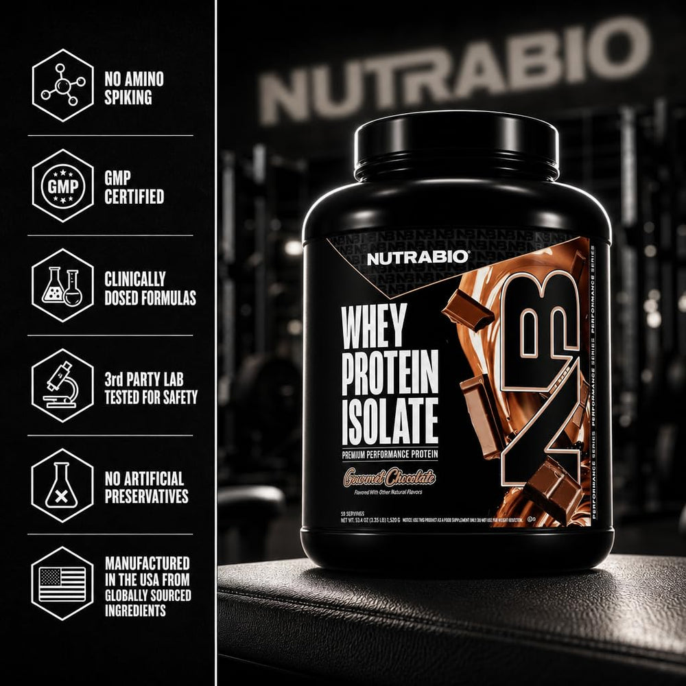 NutraBio batido preparado en vaso listo para recuperación postentrenamiento