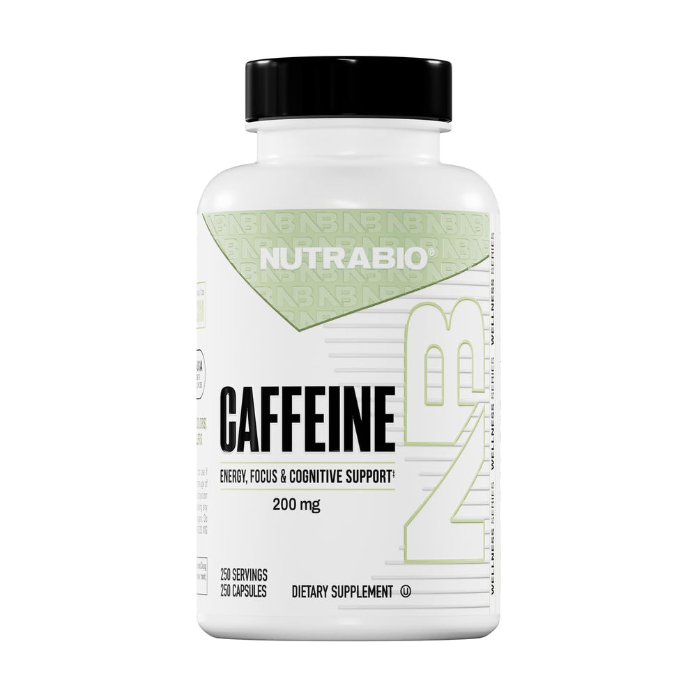 NutraBio frasco frontal mostrando 250 cápsulas y claridad de marca