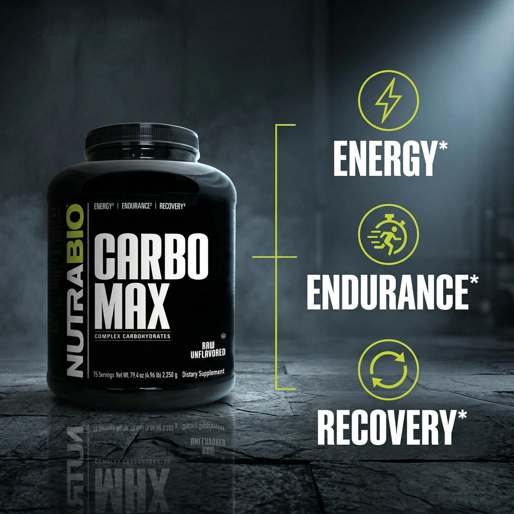Comparación de porciones NutraBio CarboMax para control calórico
