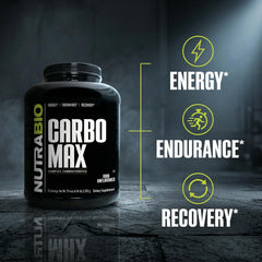 Comparación de porciones NutraBio CarboMax para control calórico