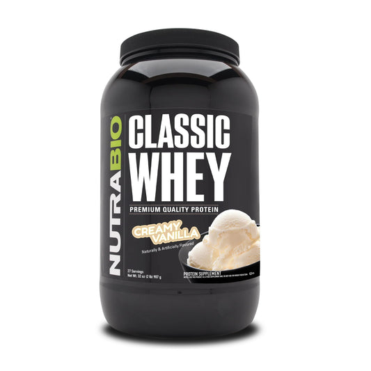 NutraBio envase frontal que muestra 25 g proteína, confianza en calidad