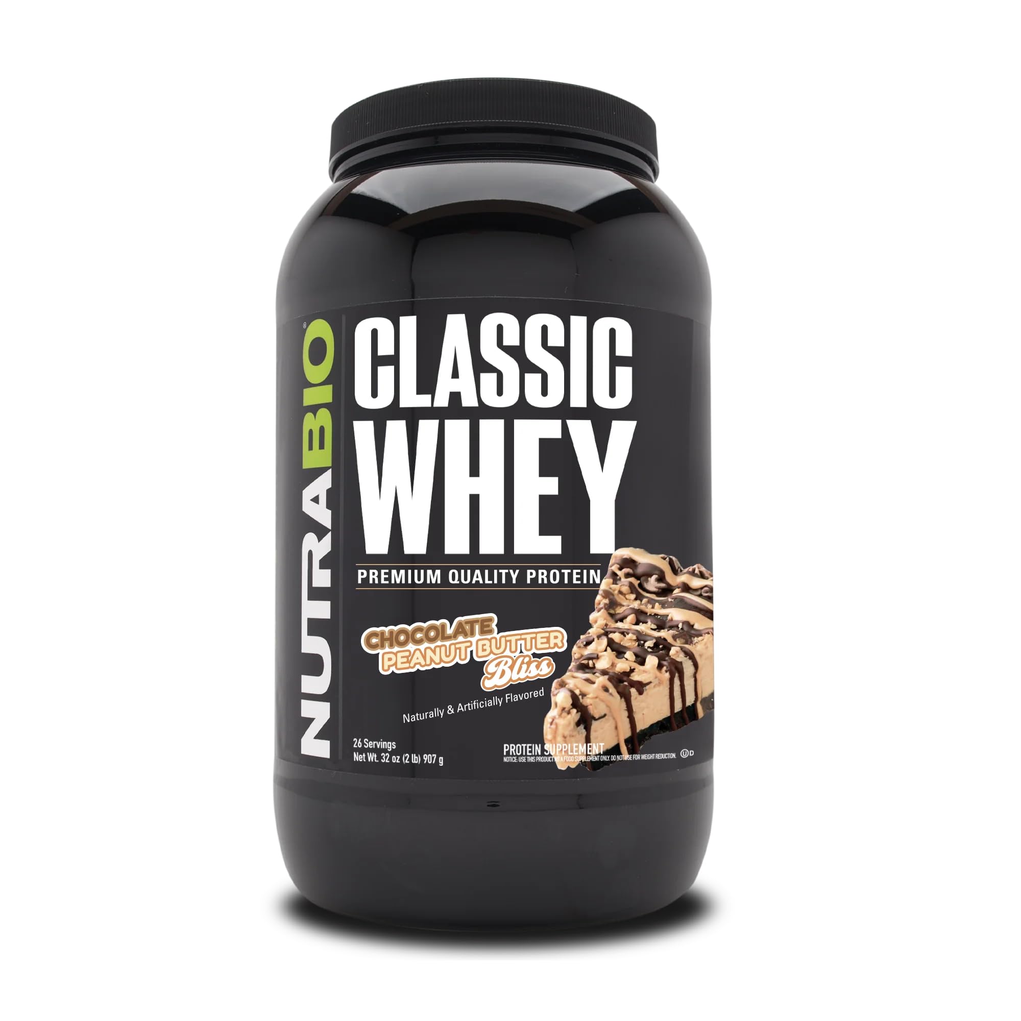 NutraBio envase frontal Chocolate Peanut Butter, claridad de ingredientes
