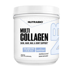 NutraBio envase frontal del polvo de colágeno para uso diario y versatilidad