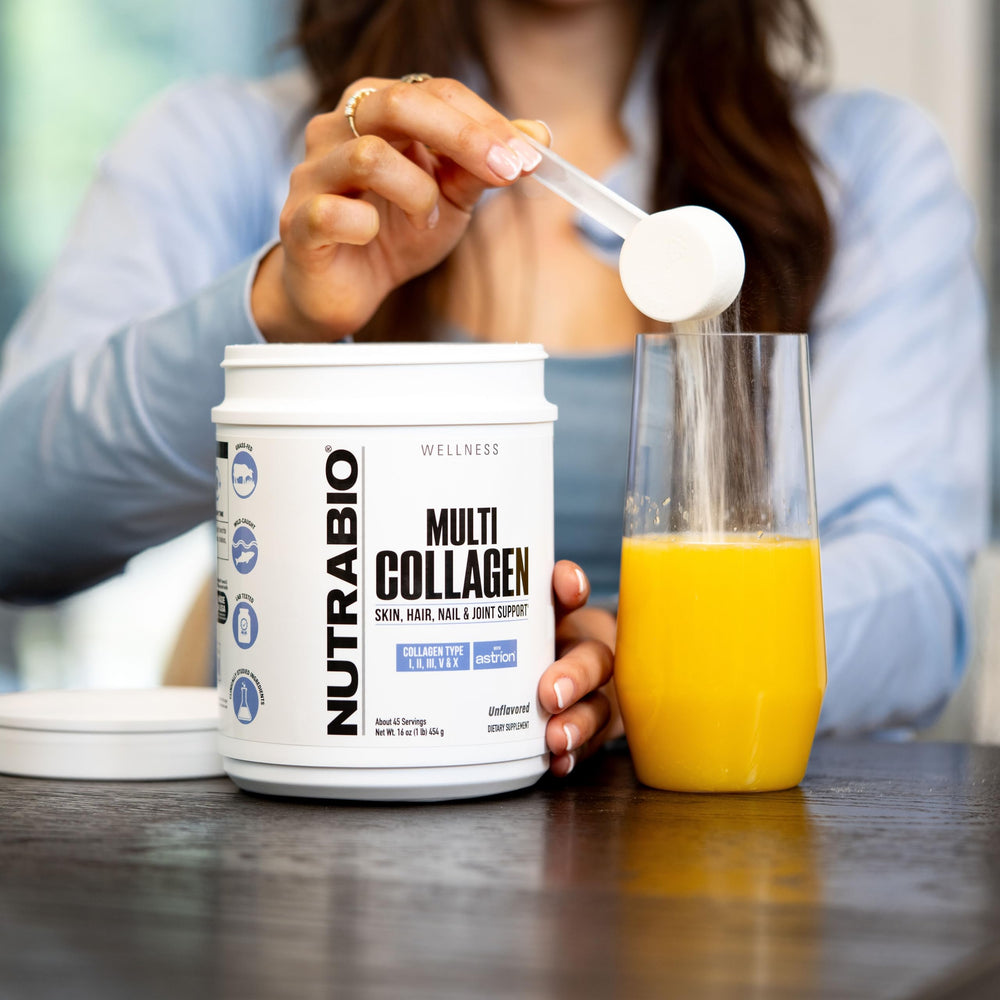Yogur con colágeno NutraBio mezclado para aumentar proteínas sin cambiar sabor