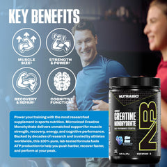 NutraBio batido azul preparado con creatina para energía rápida