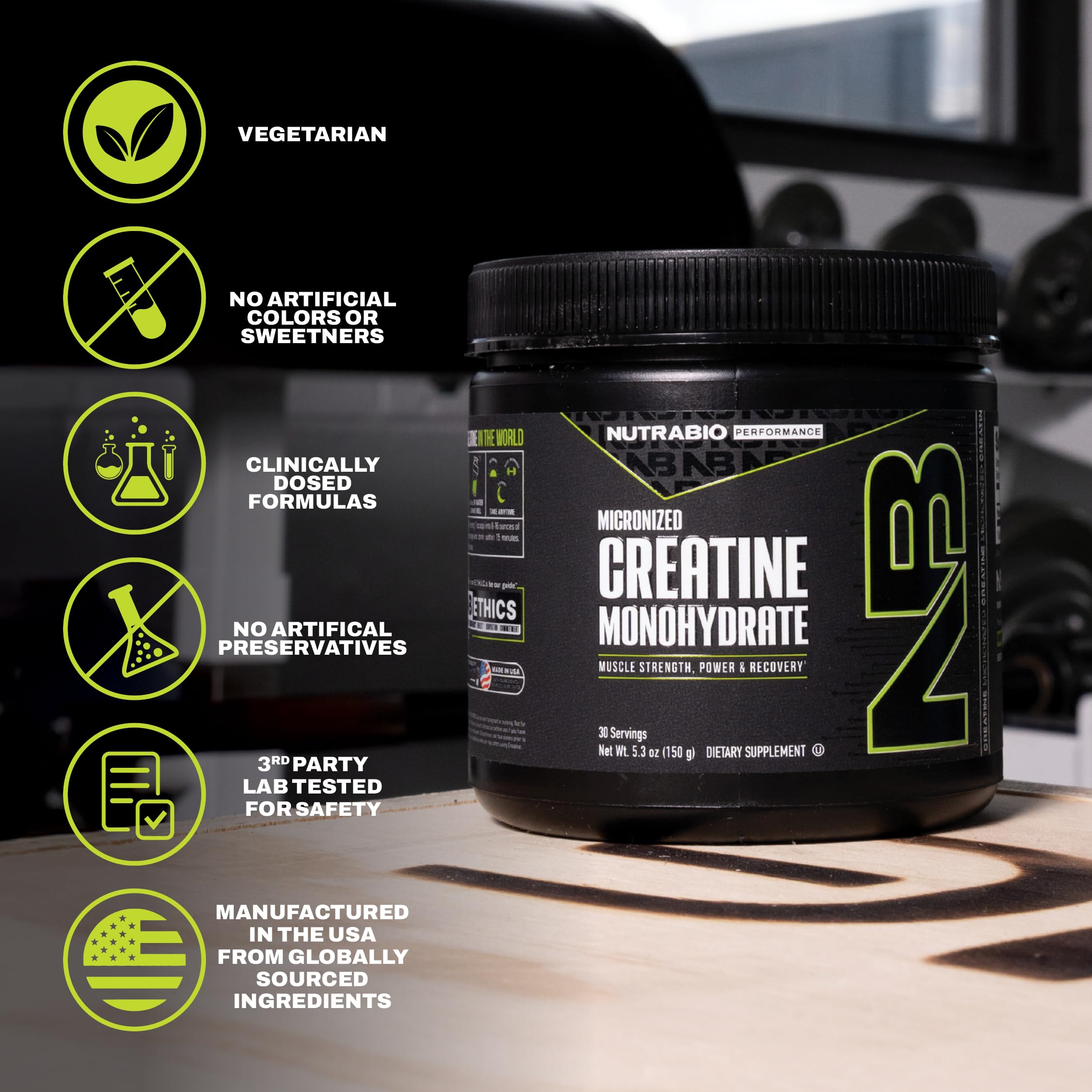 NutraBio creatina en batido deportivo mezcla con otros suplementos