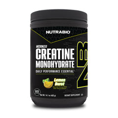 NutraBio envase frontal cretina mostrando marca y uso beneficioso