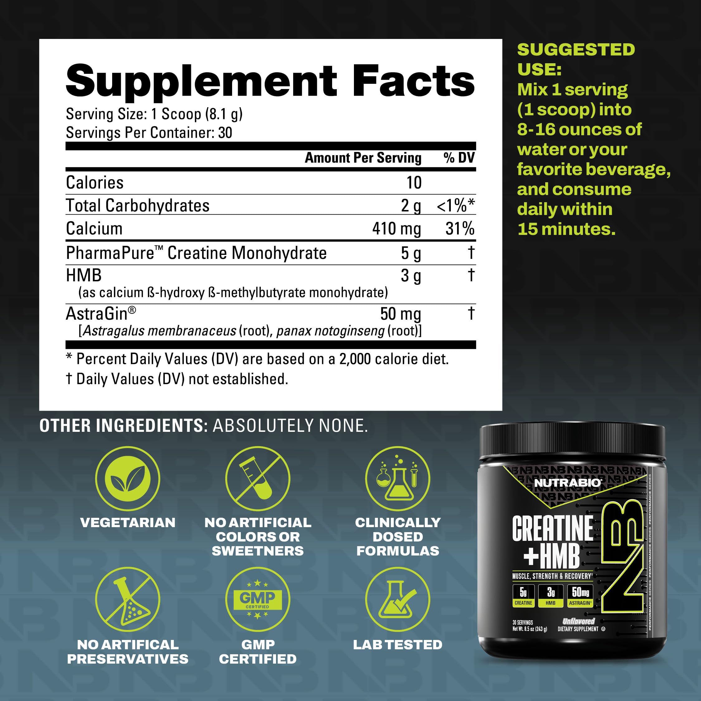 NutraBio bote junto a una mano para comparar tamaño real
