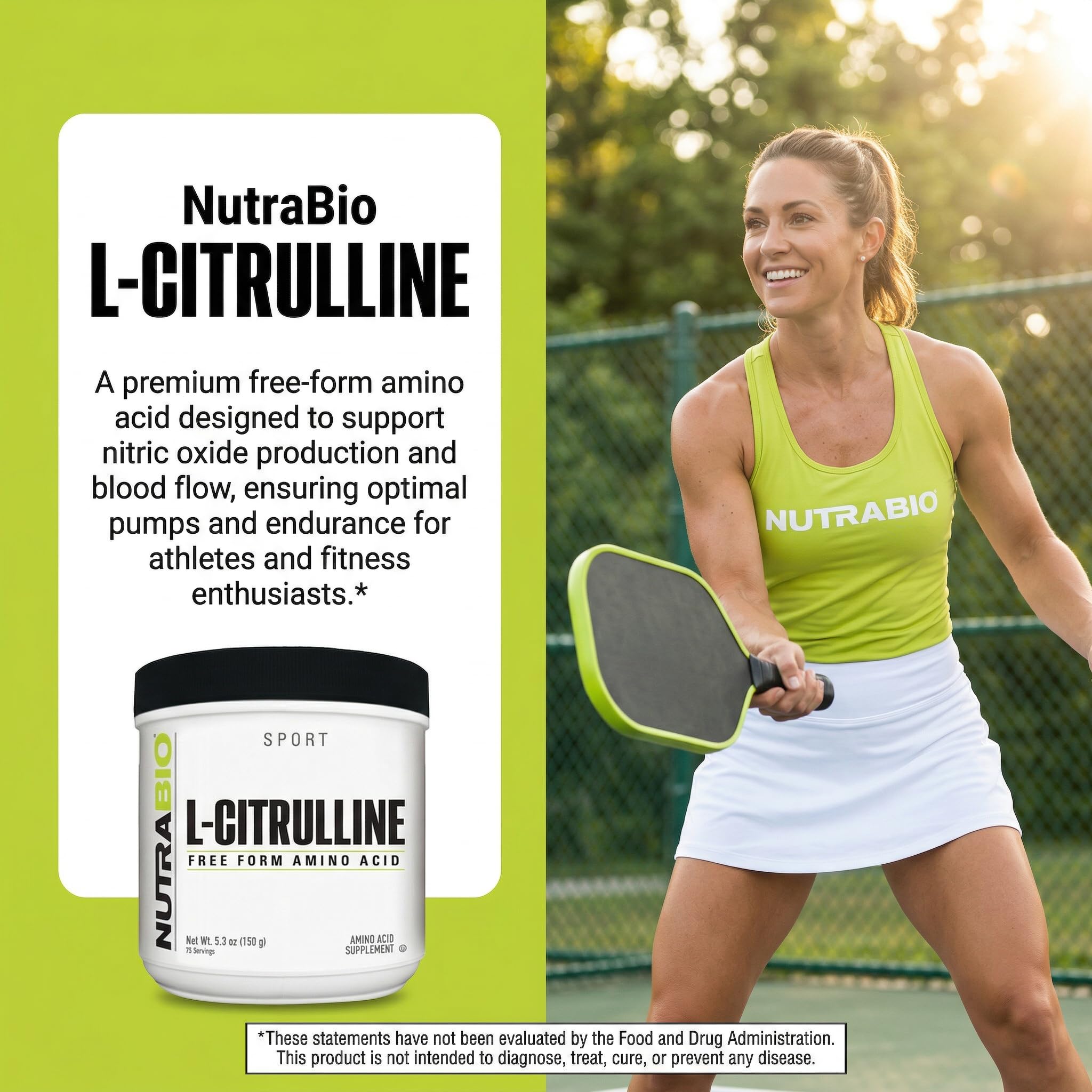 NutraBio l-citrulline detalle de tapón hermético para conservación