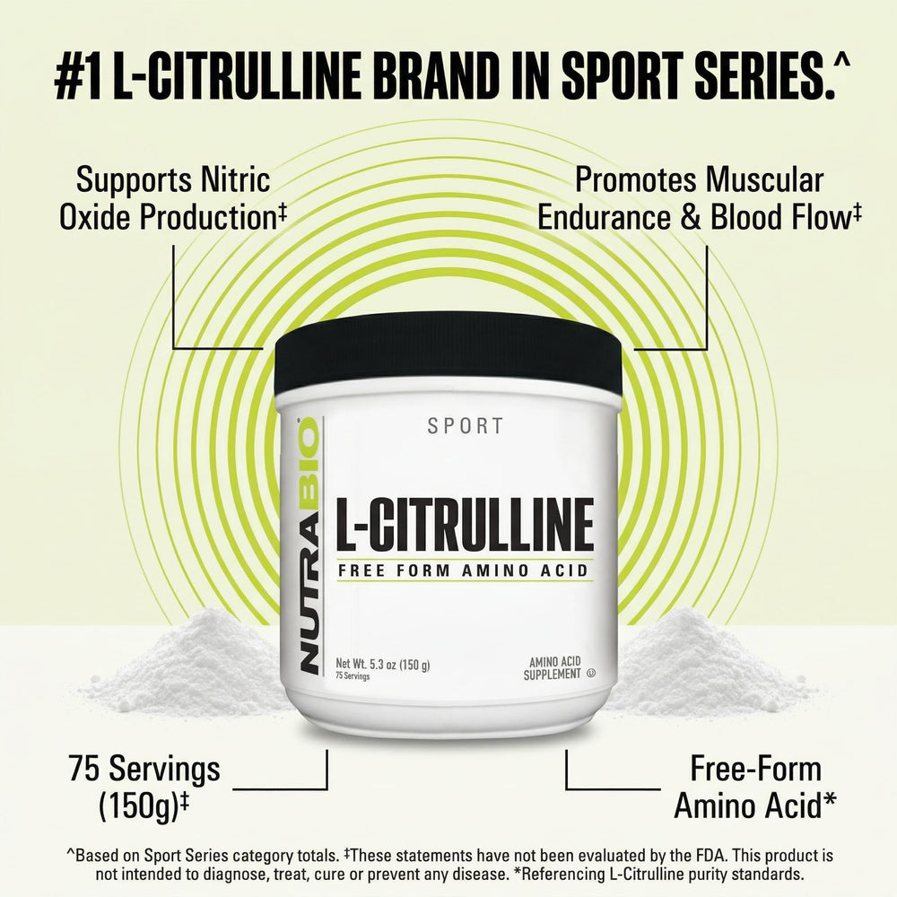 NutraBio l-citrulline en bol junto a toalla para uso post-entrenamiento