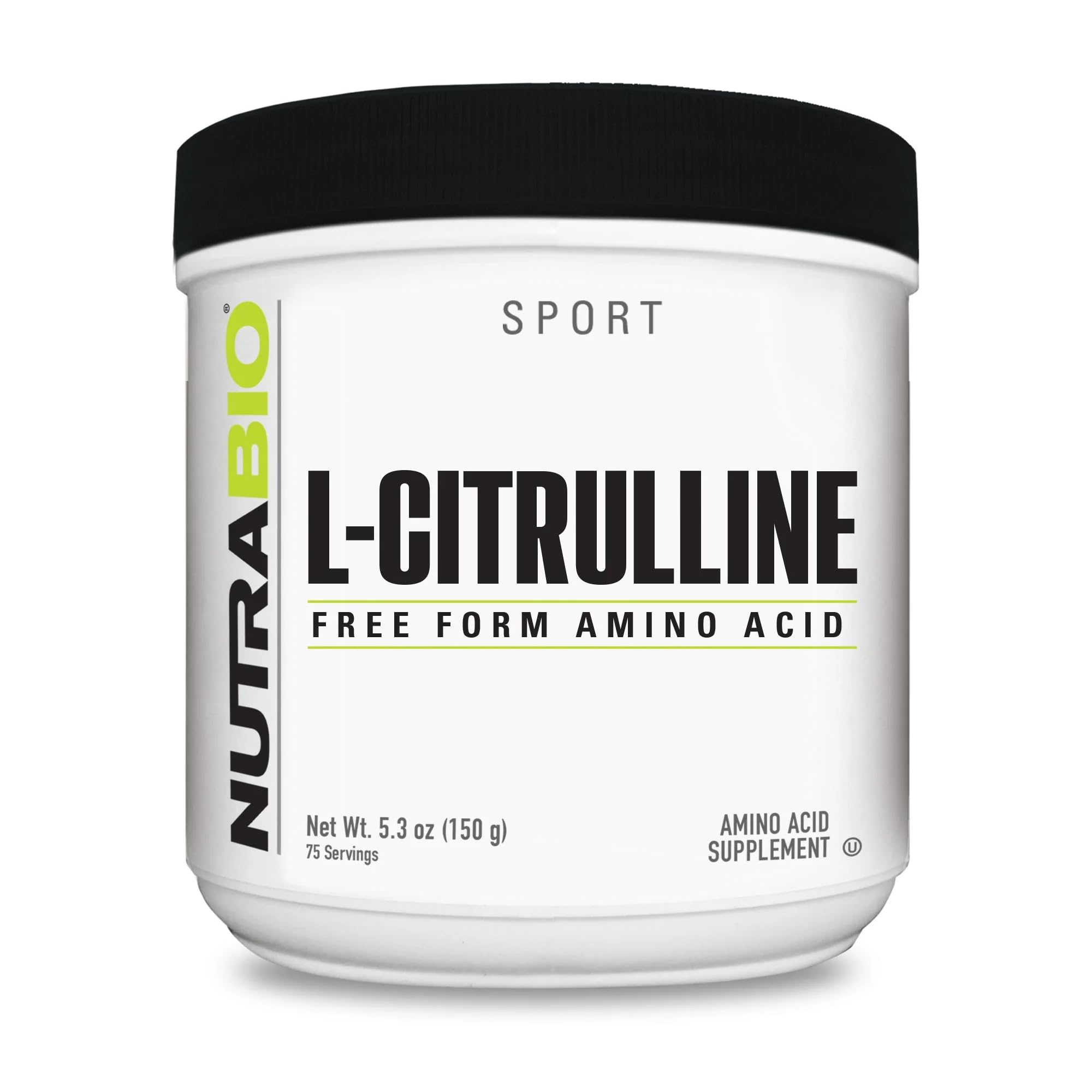NutraBio l-citrulline envase frontal mostrando el producto y marca