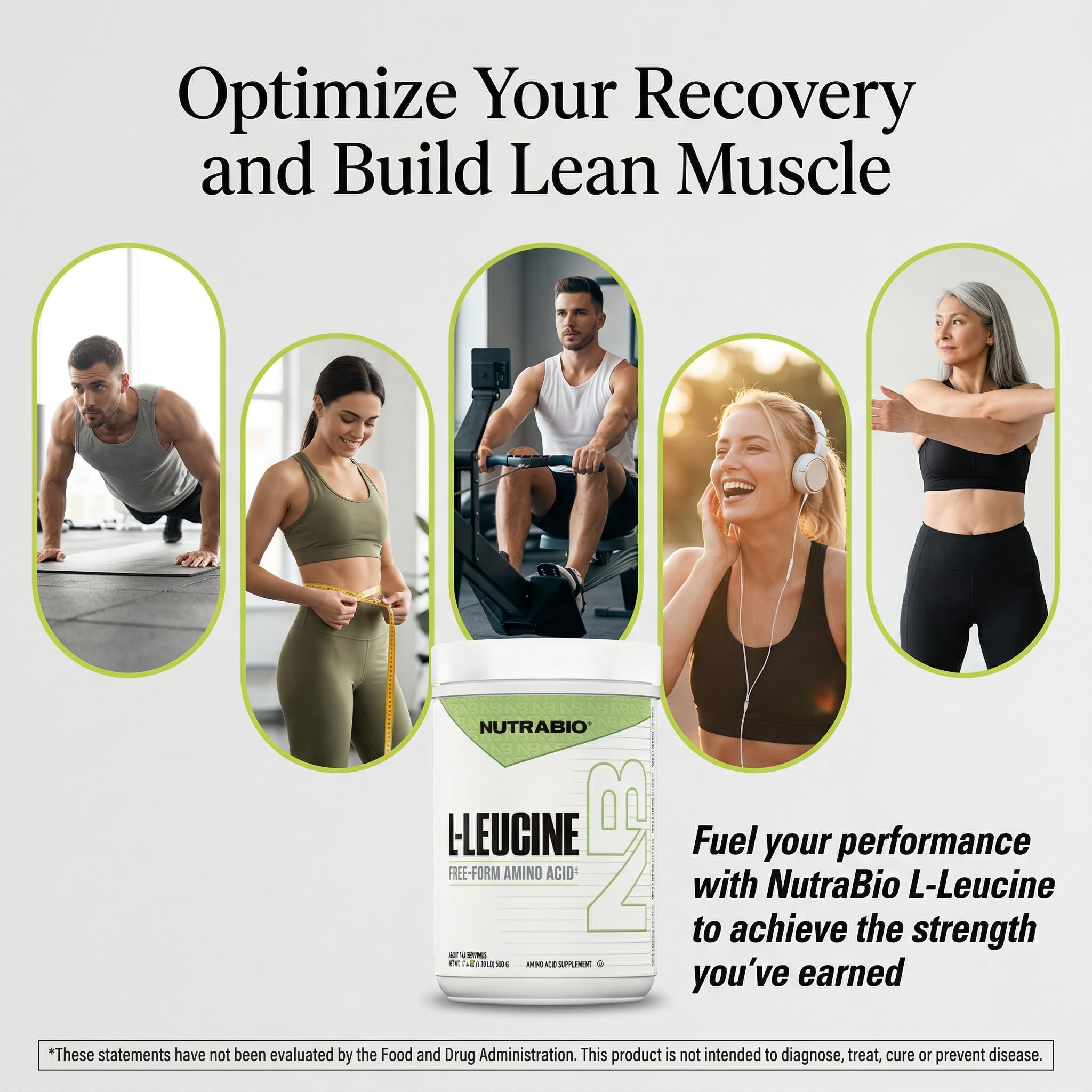 NutraBio leucina usada antes de entreno en gimnasio, energía y foco