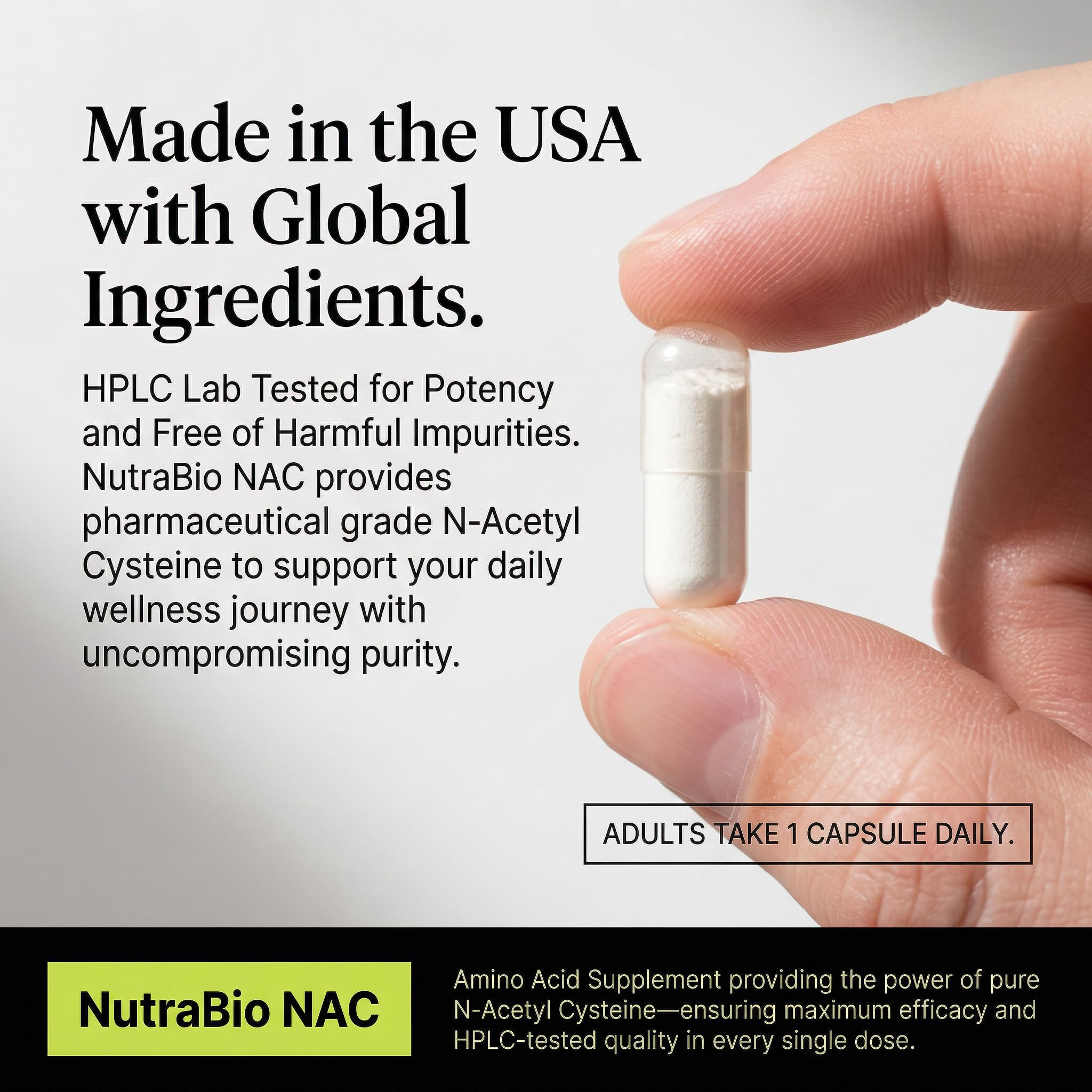 NutraBio cápsula junto a una moneda para comparar tamaño y dosificación