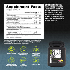 NutraBio Super Carb cucharada medida por servicio, dosificación precisa