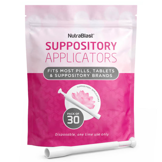 NutraBlast aplicador frontal mostrando forma ergonómica y facilidad de inserción