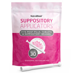 NutraBlast aplicador frontal mostrando forma ergonómica y facilidad de inserción
