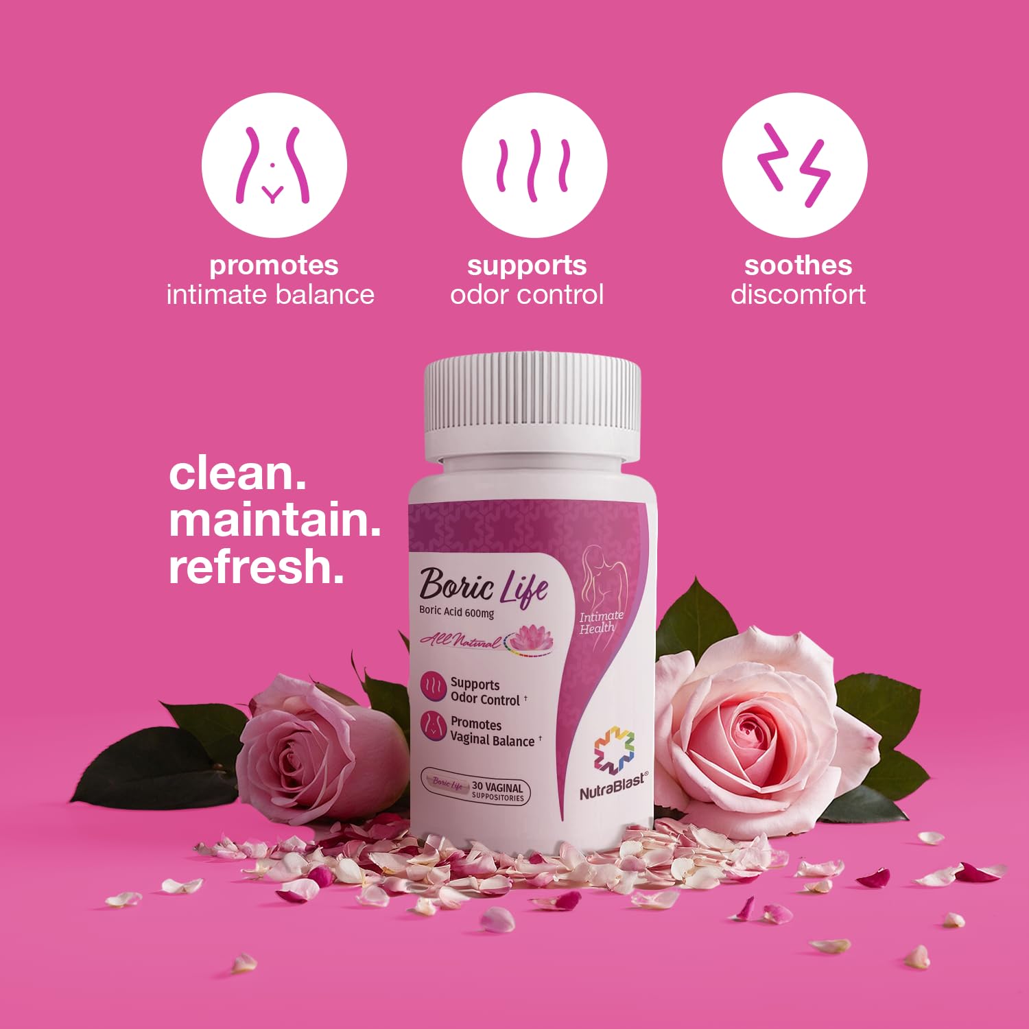 NutraBlast Boric Life etiqueta informativa con ingredientes y modo de empleo