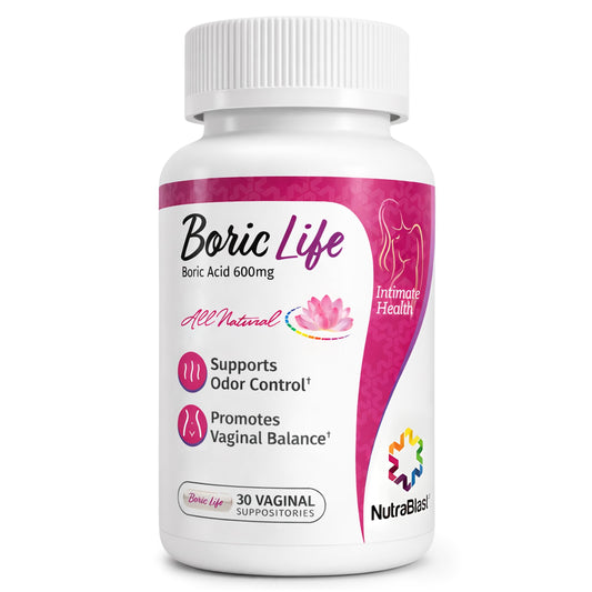 NutraBlast empaque frontal mostrando 30 supositorios y lectura clara