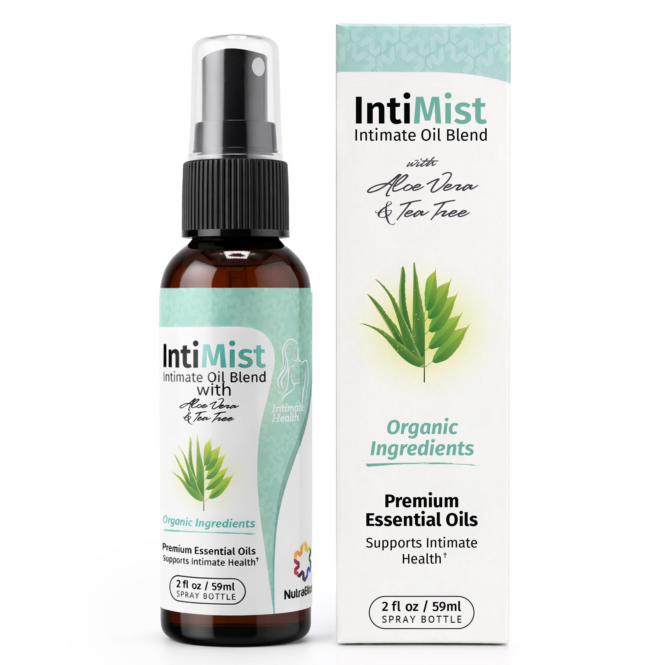 NutraBlast Intimist spray íntimo de frente mostrando envase compacto y práctico