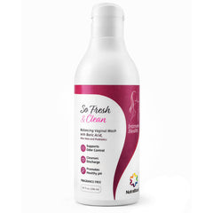 NutraBlast frasco frente mostrando etiqueta clara y beneficio limpieza suave