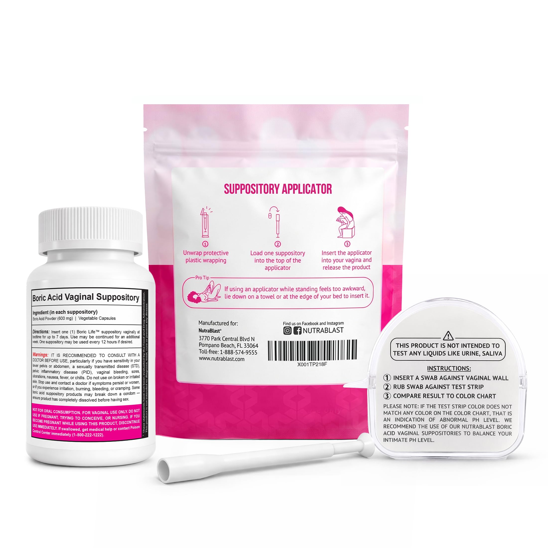 NutraBlast supositorio en primer plano, detalle de textura y tamaño