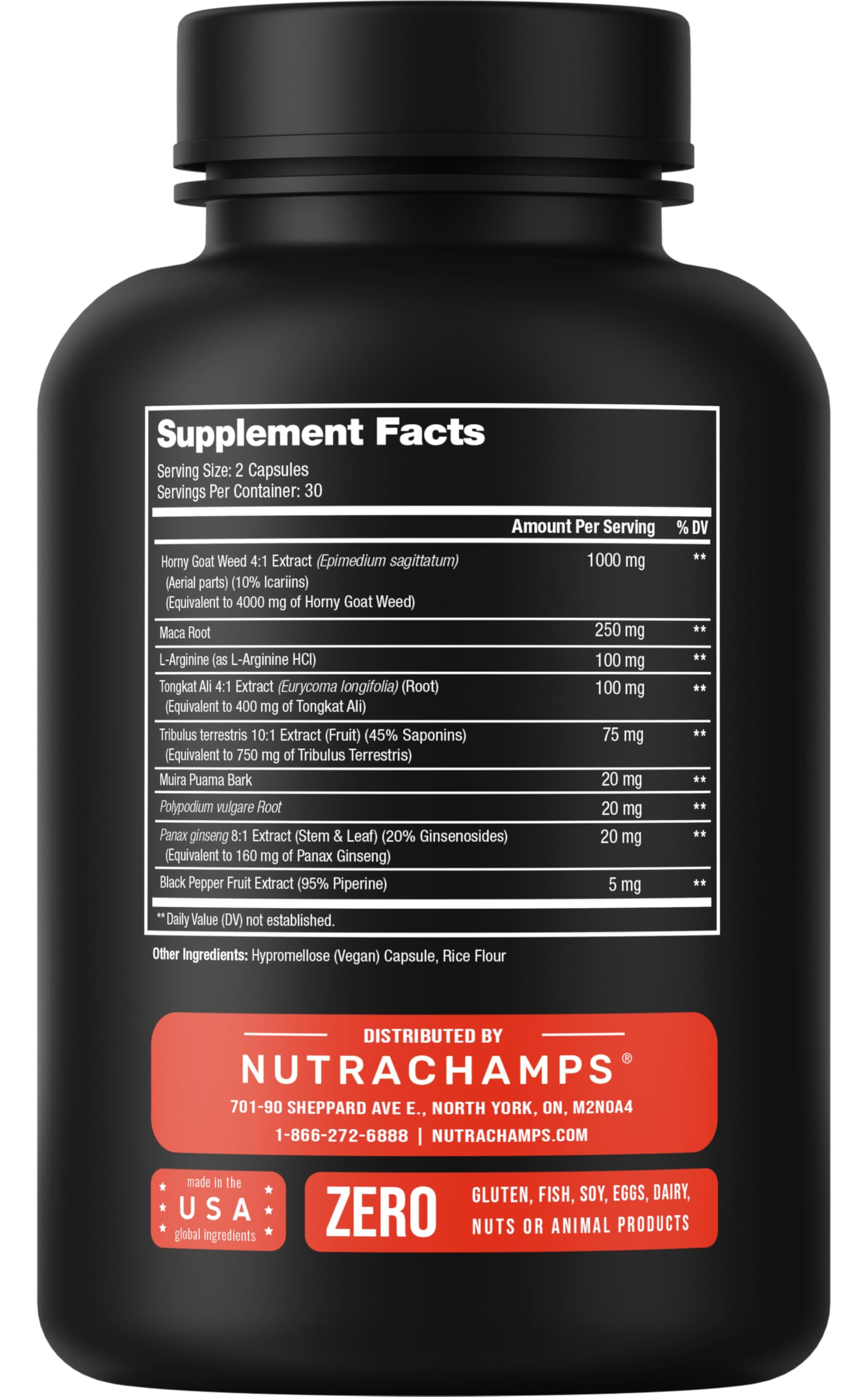 NutraChamps etiqueta detallada con lista de ingredientes y beneficios