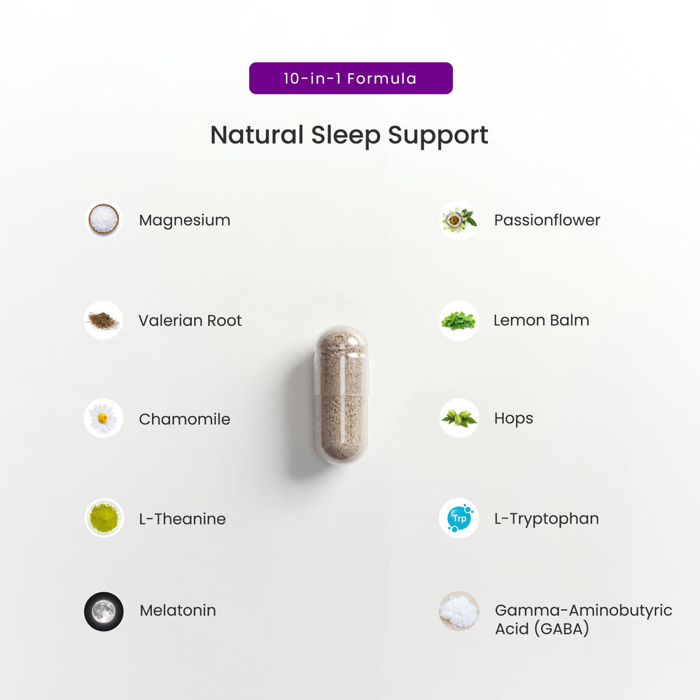 NutraChamps persona en cama antes de dormir usando el suplemento para relajarse