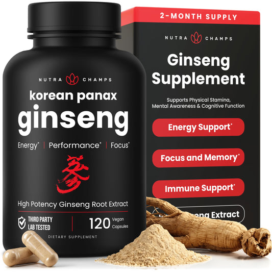 NutraChamps frasco frontal mostrando etiqueta clara y beneficio energético