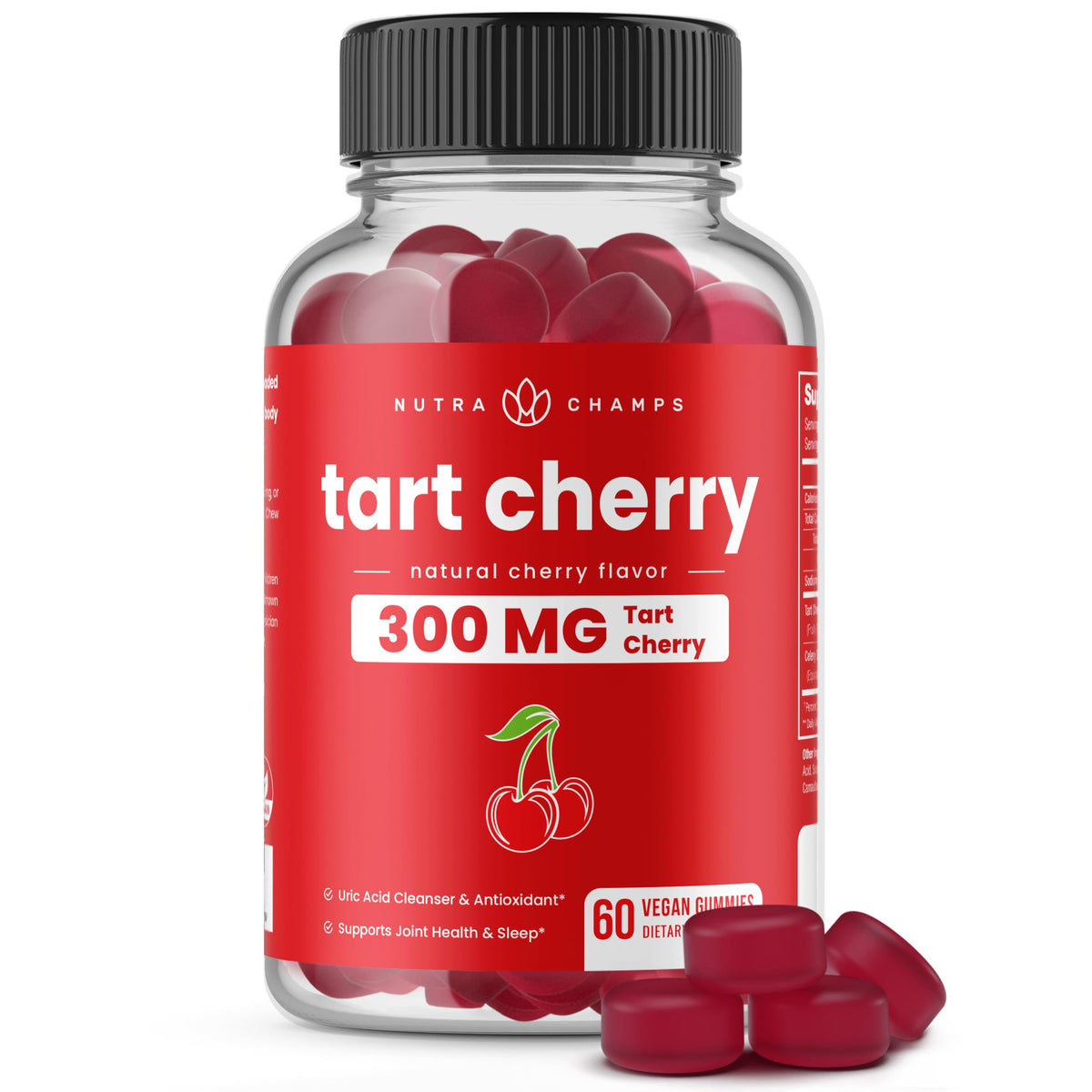 NutraChamps envase frontal que muestra gomitas y beneficios en etiqueta