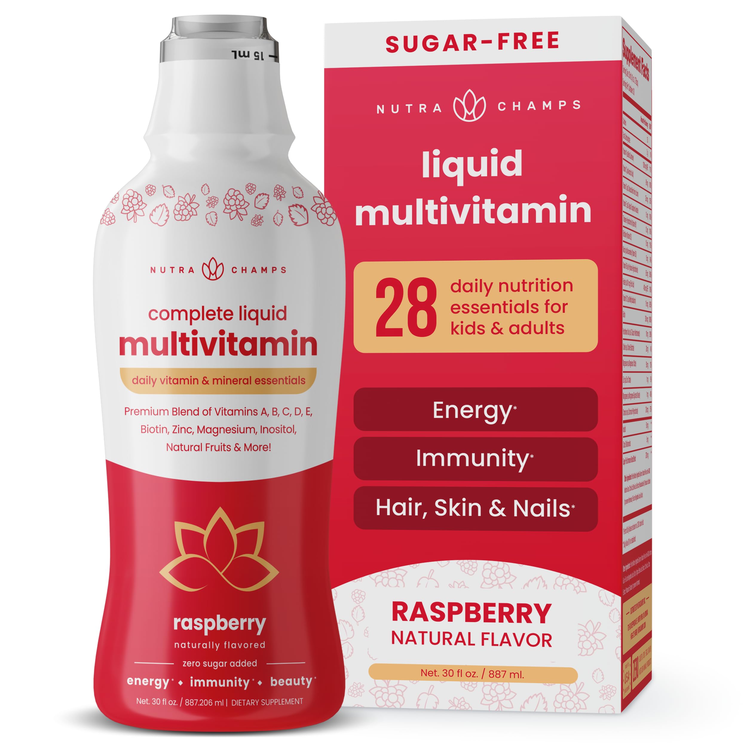 NutraChamps envase frontal claro mostrando el diseño y beneficios
