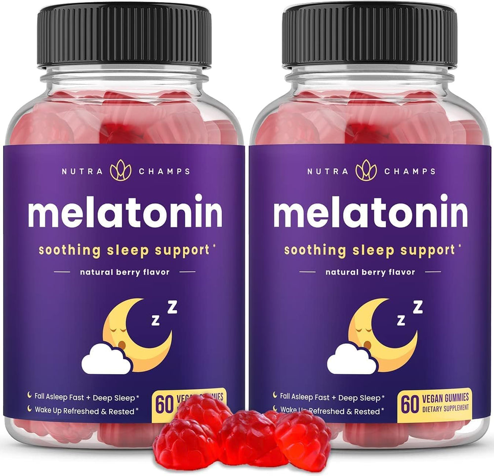 NutraChamps gominolas frente mostrando envase; facilita dosificar sueño natural