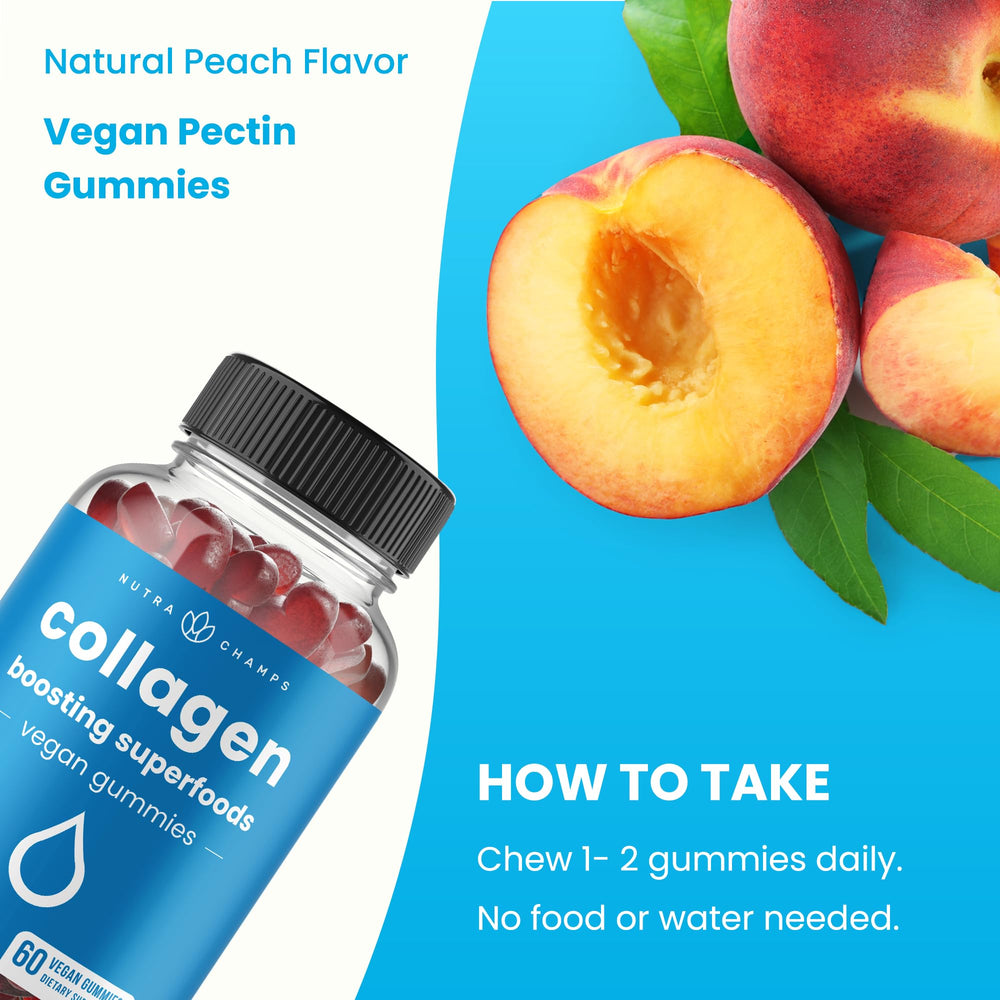 Persona masticando gomita NutraChamps, uso diario cómodo y sabor durazno agradable
