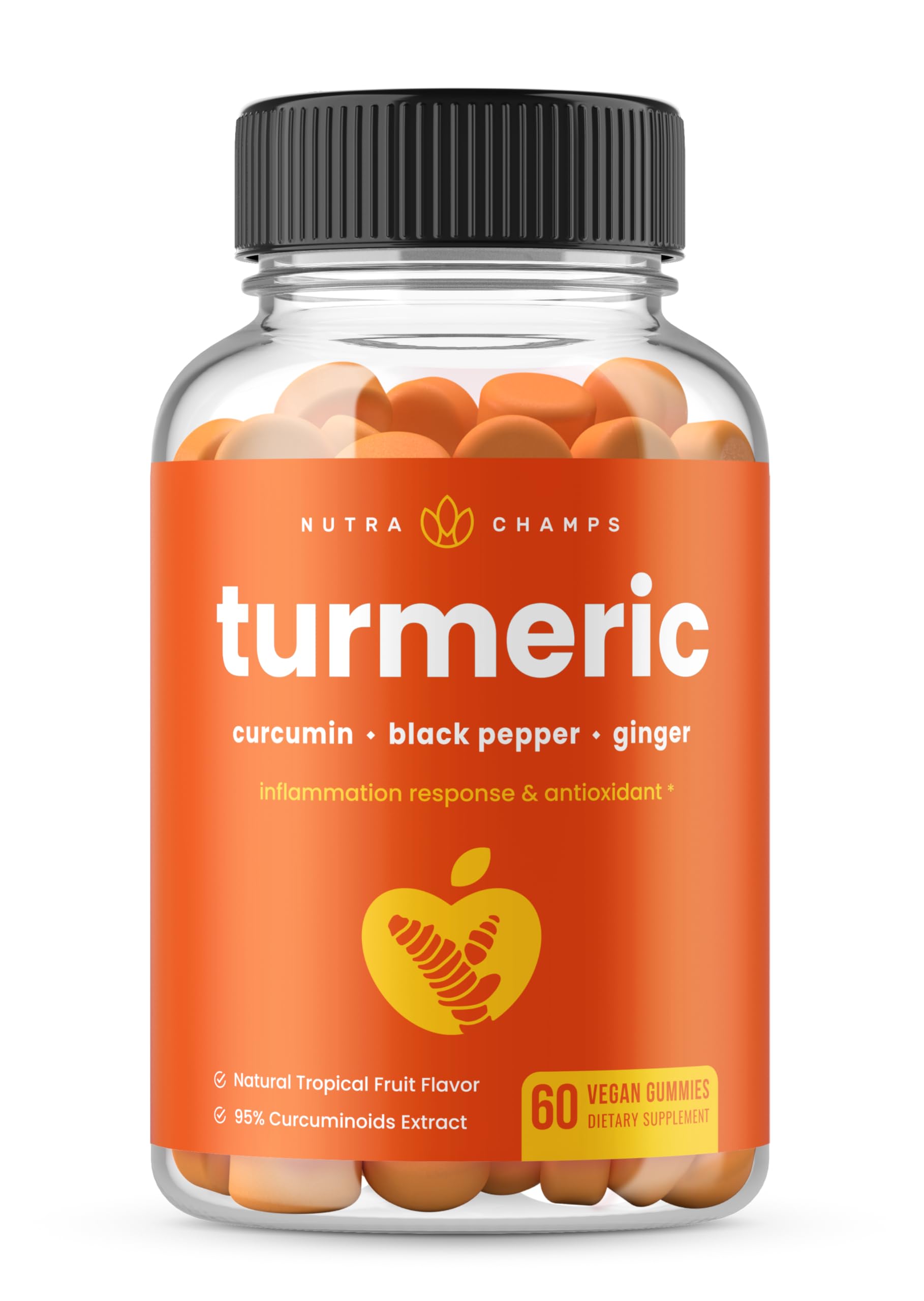 NutraChamps caja frontal mostrando gomitas y beneficios para una toma fácil