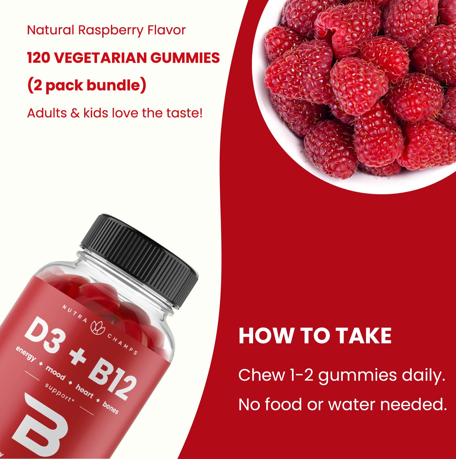 NutraChamps etiqueta de ingredientes y valor nutricional legible