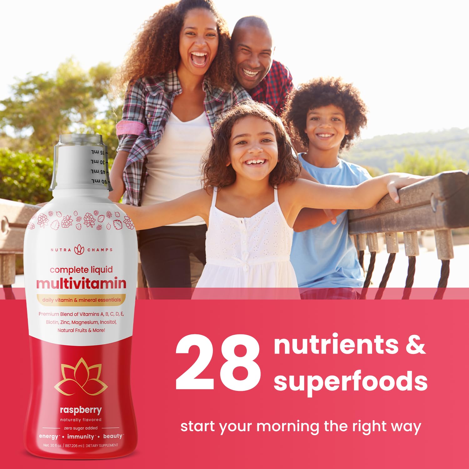 NutraChamps servicio vertido en vaso, práctica toma diaria