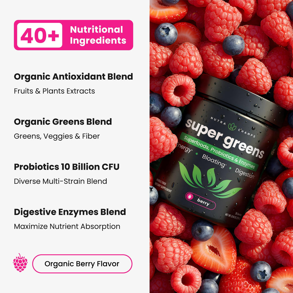 NutraChamps etiqueta de ingredientes orgánicos y listas claras