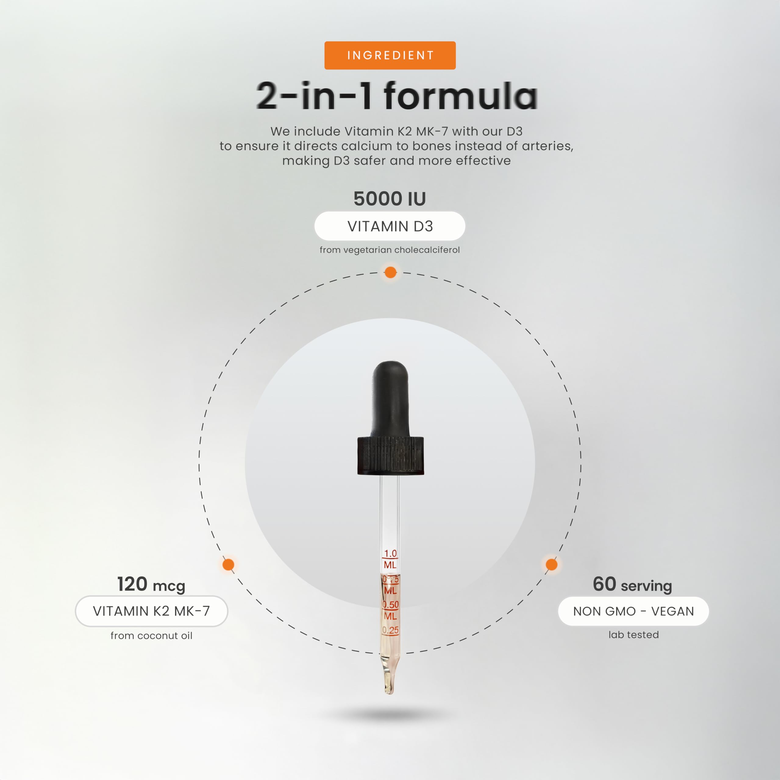 NutraChamps textura del aceite MCT que mejora la absorción de vitaminas D3 y K2
