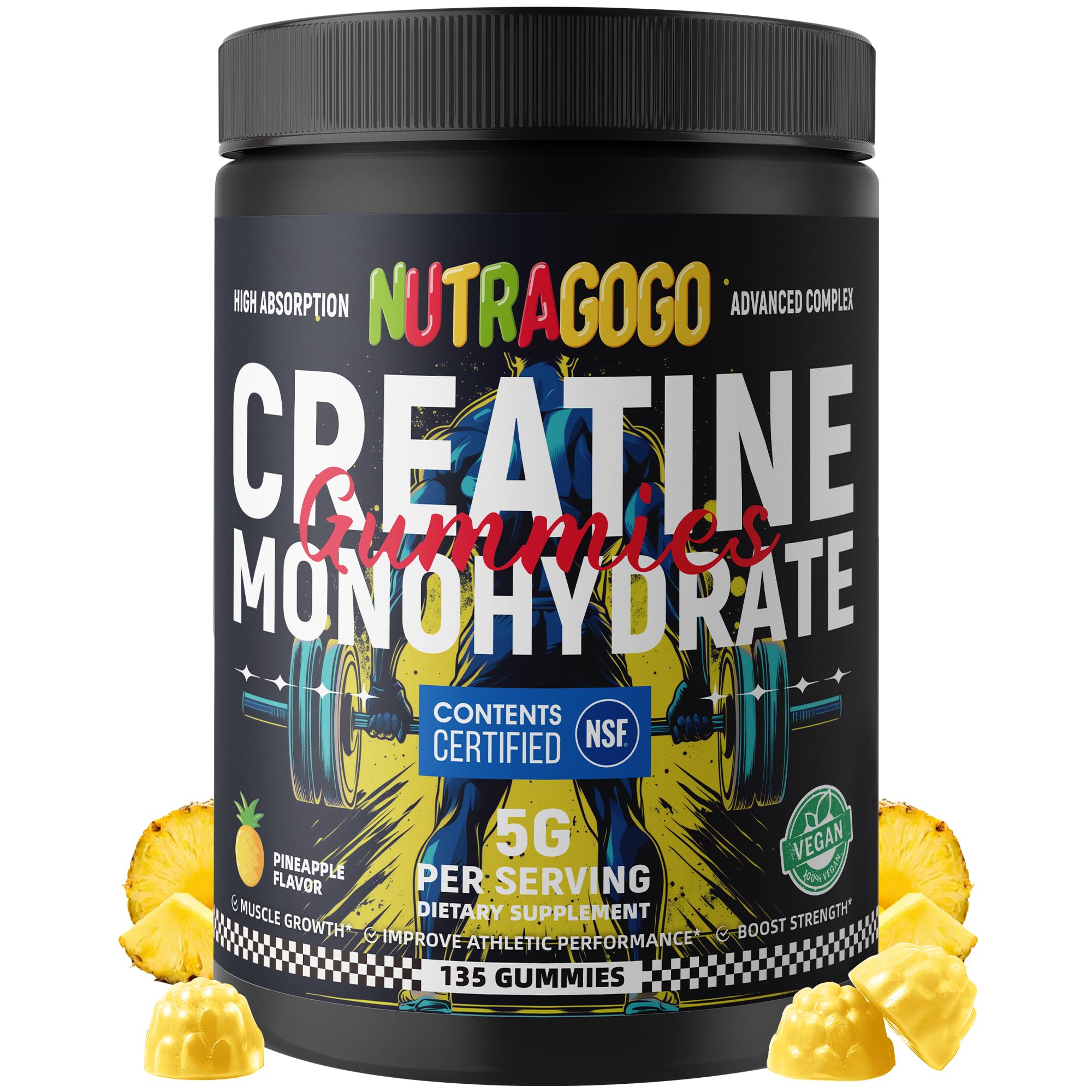 NUTRAGOGO frasco delantero con sabor piña y fácil transporte