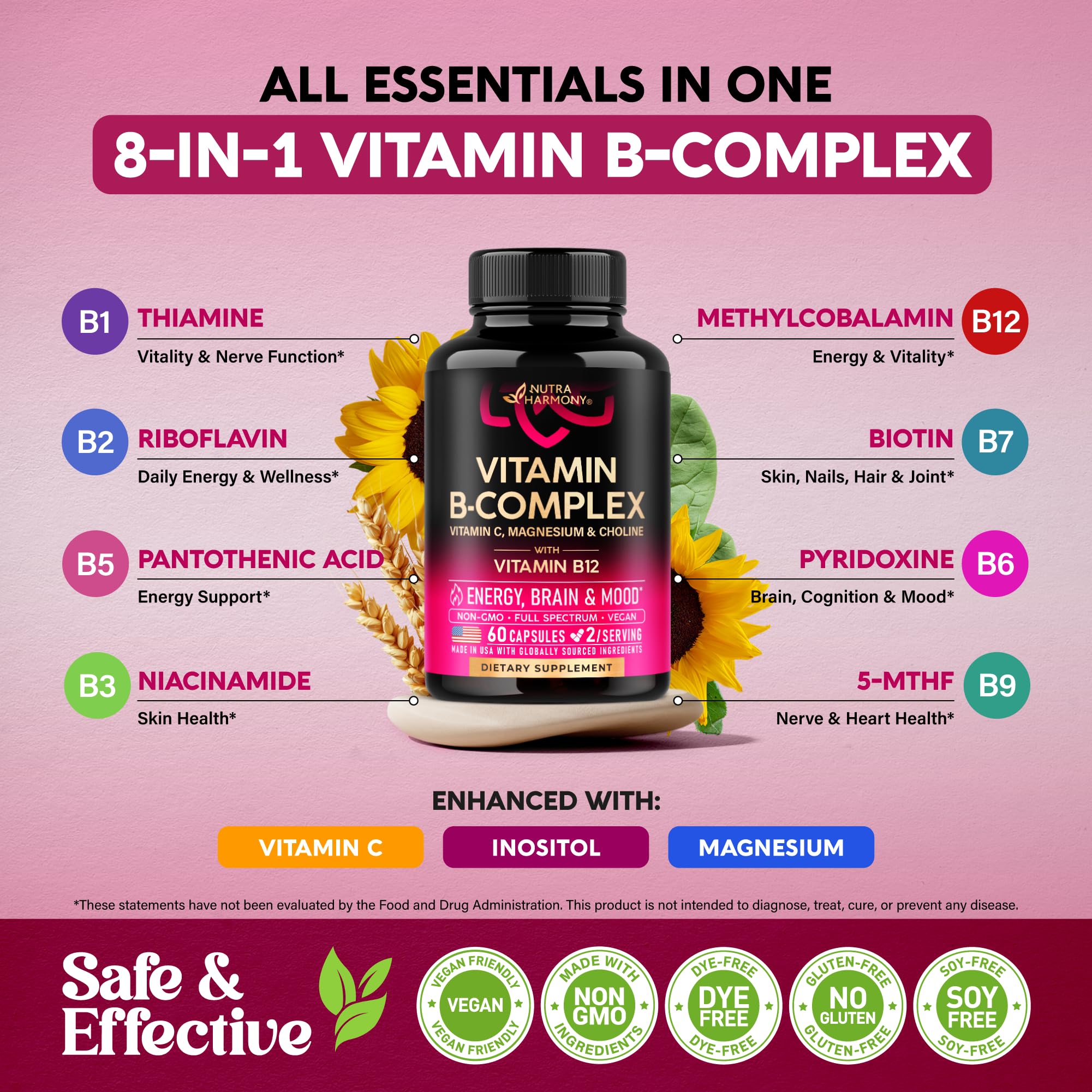 NUTRAHARMONY etiqueta con formas bioactivas y datos claros