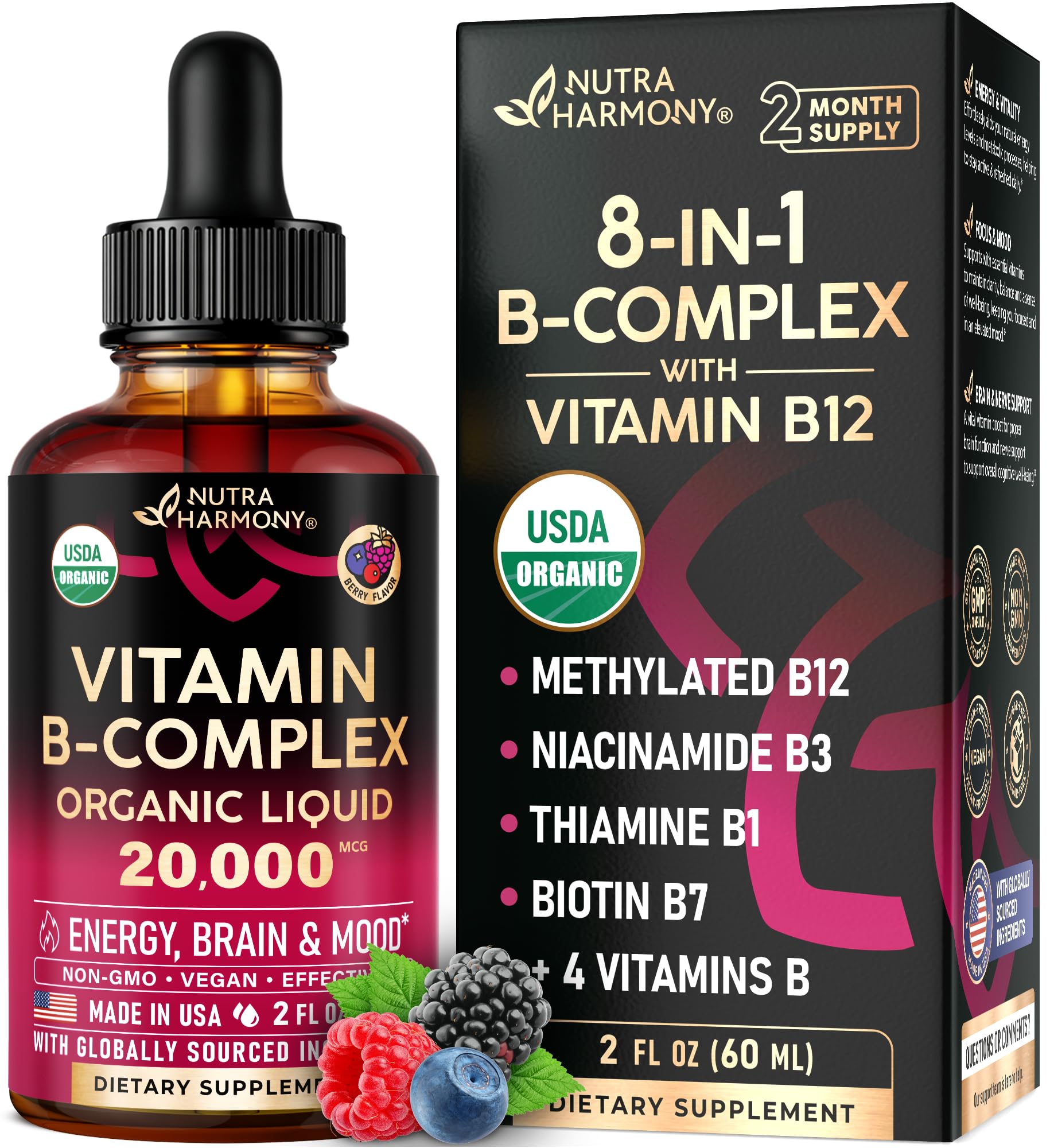 NUTRAHARMONY bote frontal mostrando diseño y concentración 20,000mcg